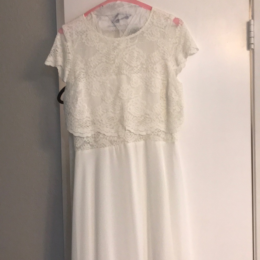 ASOS long white lace bridesmaid or wedding dress